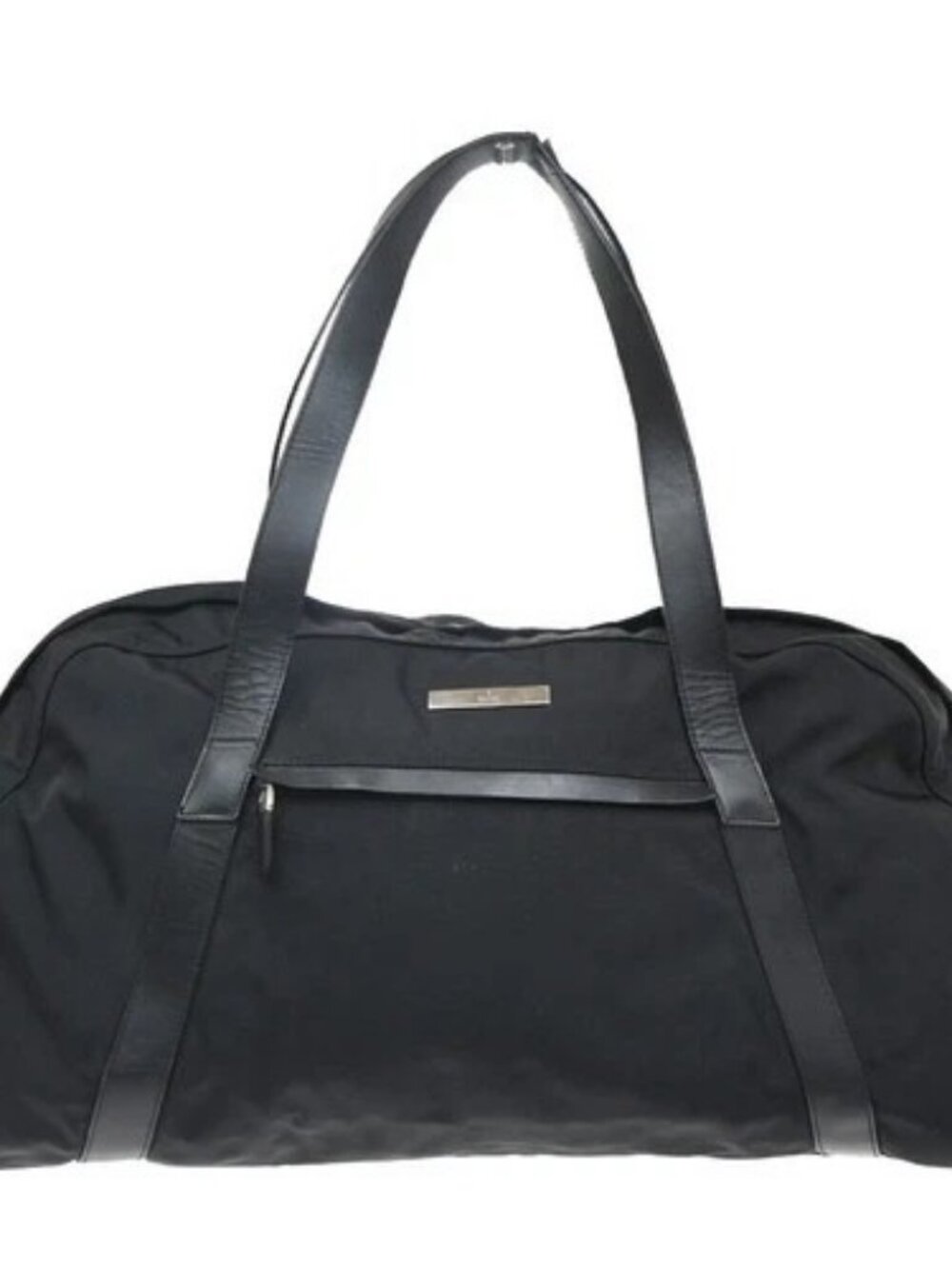 GUCCI GG Boston Shoulder Handbag Black Nylon Leather Canvans SHW Italy 07KD767